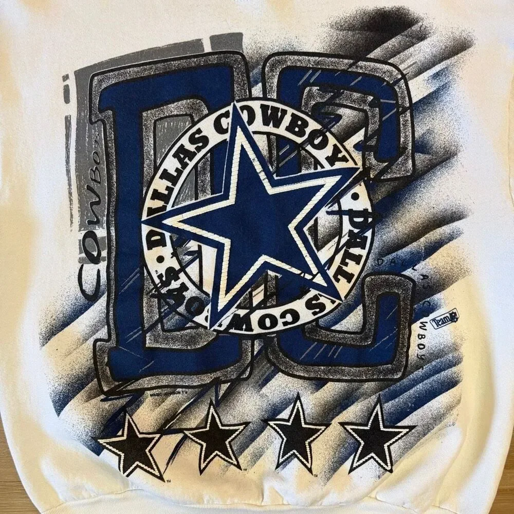 Vintage 90s Men’s Dallas Cowboys White Long Sleeve Crewneck Sweatshirt Size XL